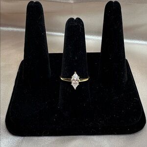 NEW - 1.0 CTW Moissanite Diamond Gold Over Sterling Silver Marquise Ring Size 9